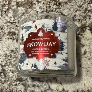 Bath & Body Works Snowday Candle with Red and White Label